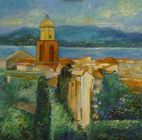 clocher-st-tropez-peinture paysage