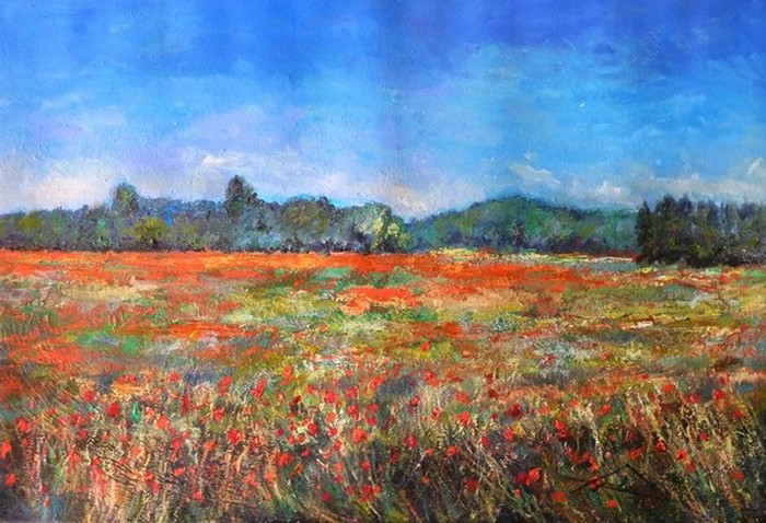 peinture paysages-coquelicots de provence