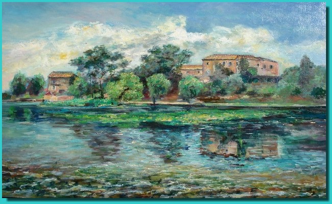 peinture paysage-lac besse sur issole