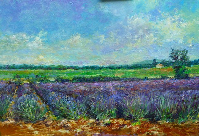 peinture paysages-lavandes de provence